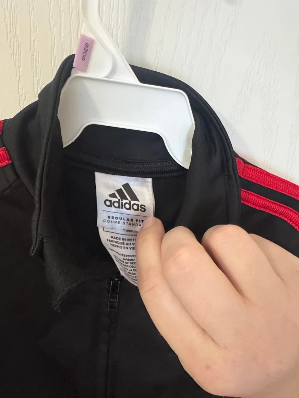 Adidas Baby 9M Black Red 3-Stripes Full Zip Track Jacket